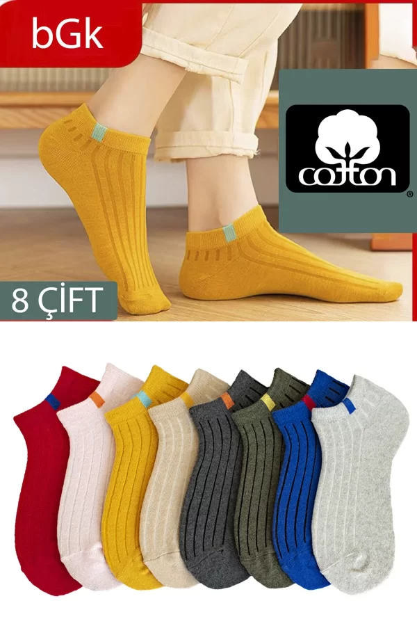 BGK8 Çift Unisex Renkli Kısa Çorap